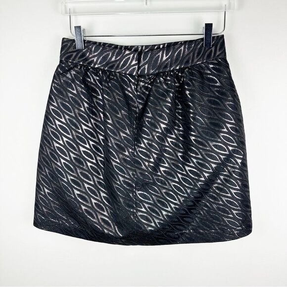 Tibi‎ Black Metallic Jacquard Full Mini Skirt Sz 8 Back Zip Evening Party - Picture 12 of 13